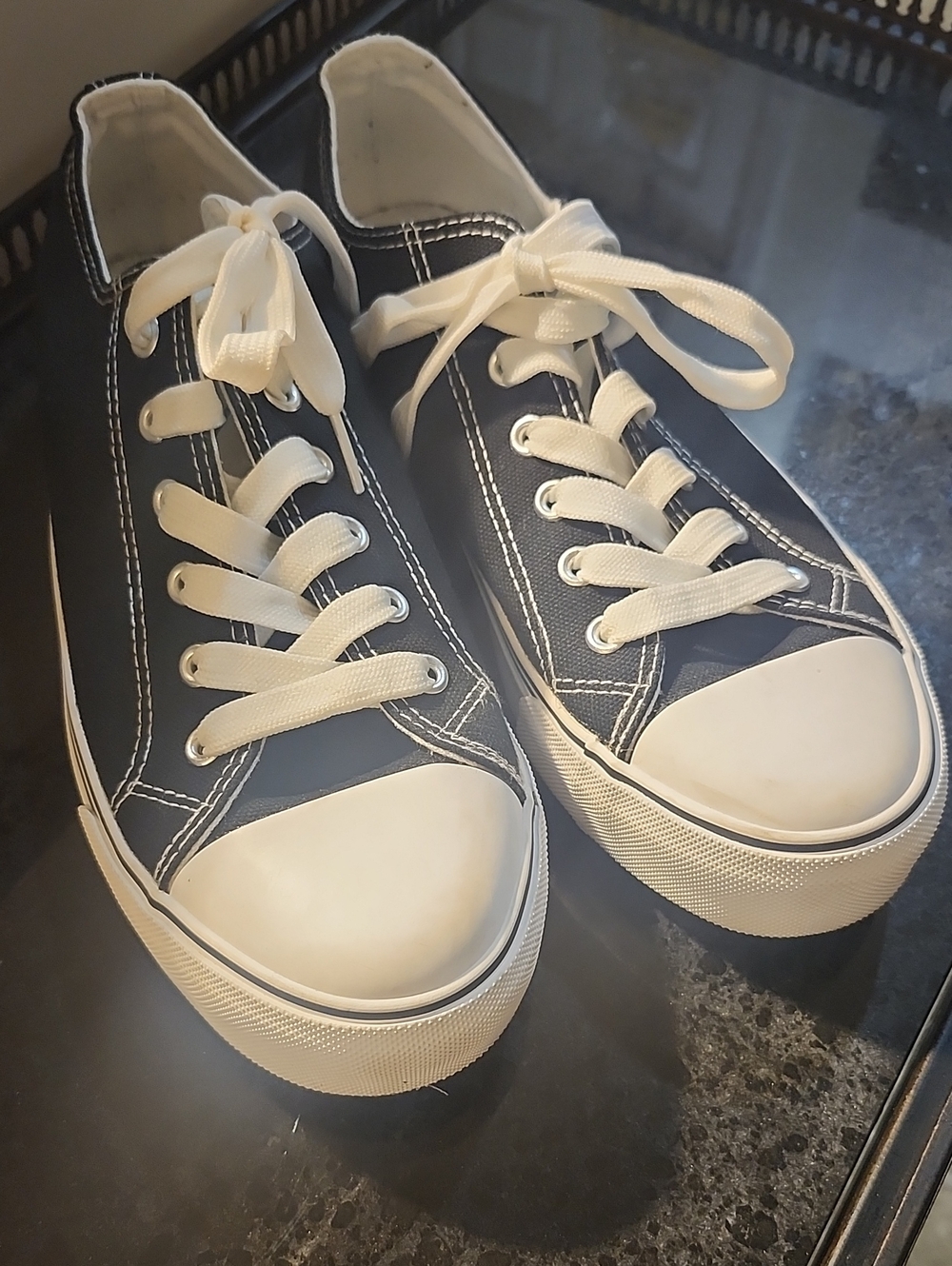 Classic Black Canvas Lace-Up Women's Sneakers
